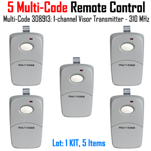 Multi Code 308913: 1-Channel Visor Transmitter, Multi-Code Remote Control