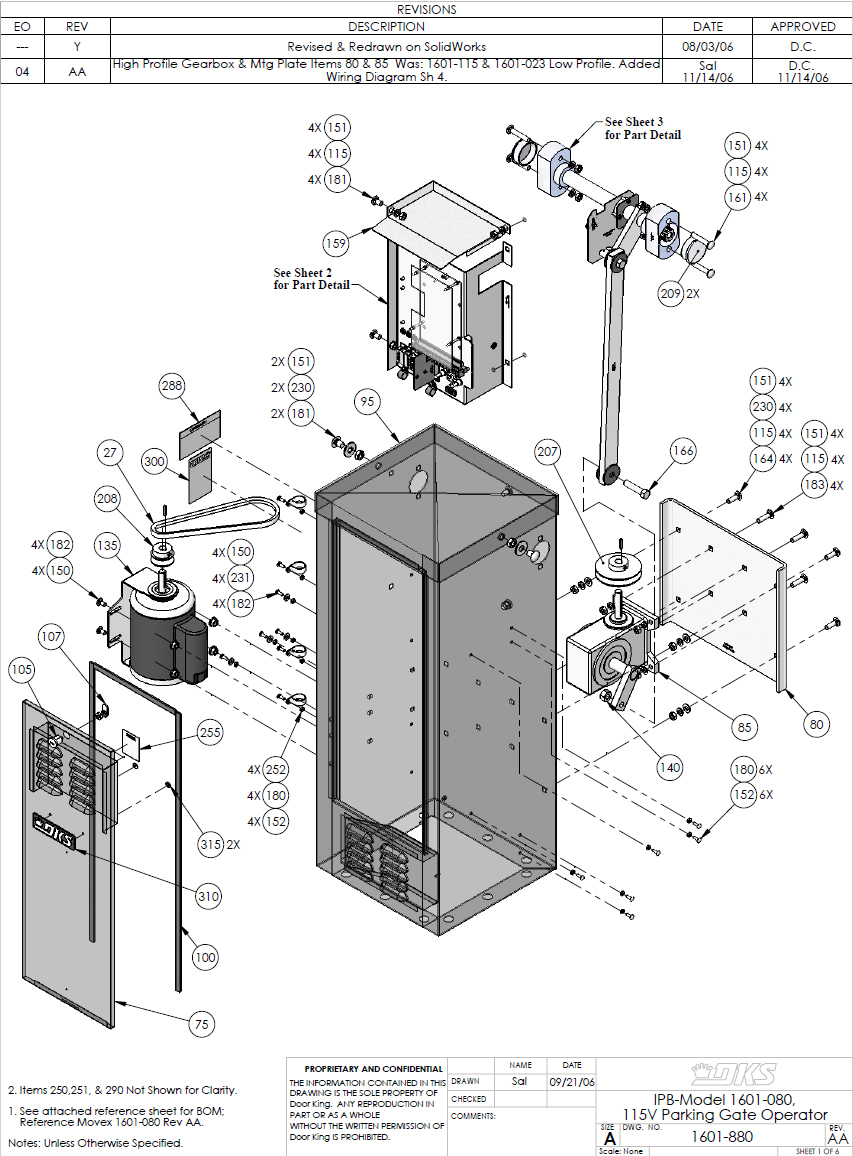Doorking Replacement Parts DKS 1601 Replacement Part Barrier Operator