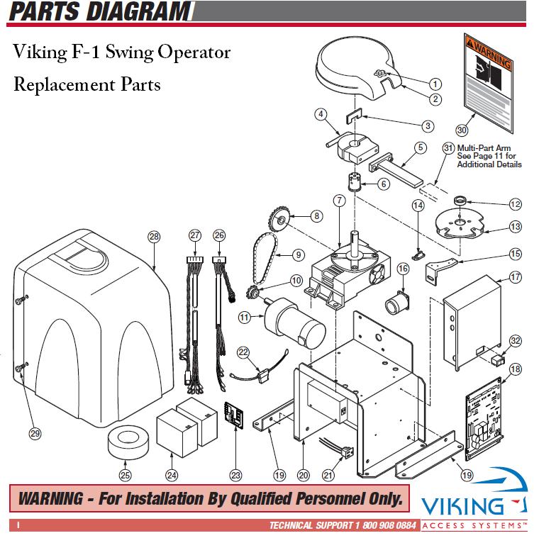 Viking F-1 Replacement Parts, Viking F1 Gate Opener Replacement Parts